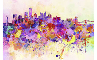 abstract painting of city scape