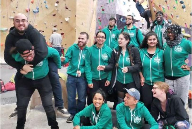 Students at a rock climbing facility for CSIL's LIDS Symposium retreat.