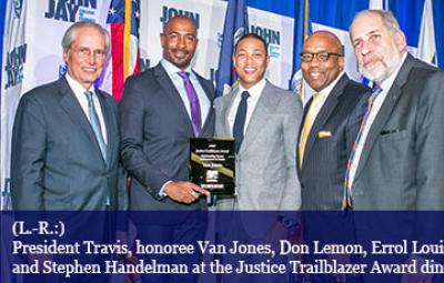 (l-r) President Travis, honoree Van Jones, Don Lemon, Errol Louis, and Stephen Handelman